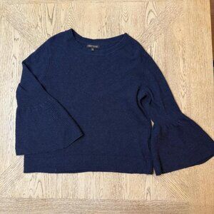 Banana Republic Womens XL Navy Extra Fine Merino Wool Blend Bell Sleeve Sweater